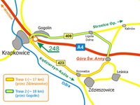 mapa - dojazd do gory sw. anny