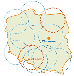 Góra Św. Anny - Mapa radarów gora sw. anny - radary w polsce